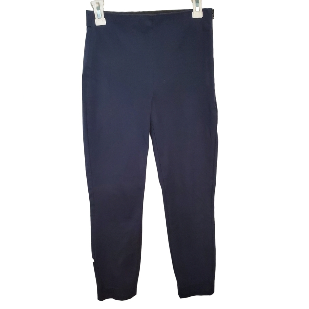 𝅺EVERLANE Skinny Navy Stretch Trousers with Side Zipper